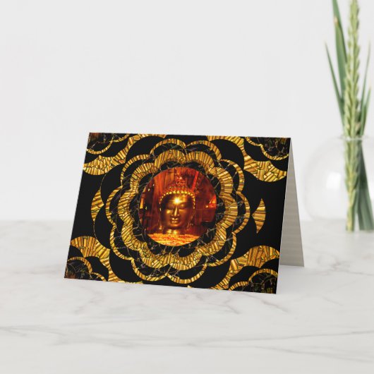 Gold Mandala Bronze Buddha Birthday Card Karte (Vorderseite)