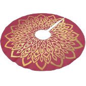 Gold Mandala Burgundy Red Christmas Polyester Weihnachtsbaumdecke (Schrägansicht)