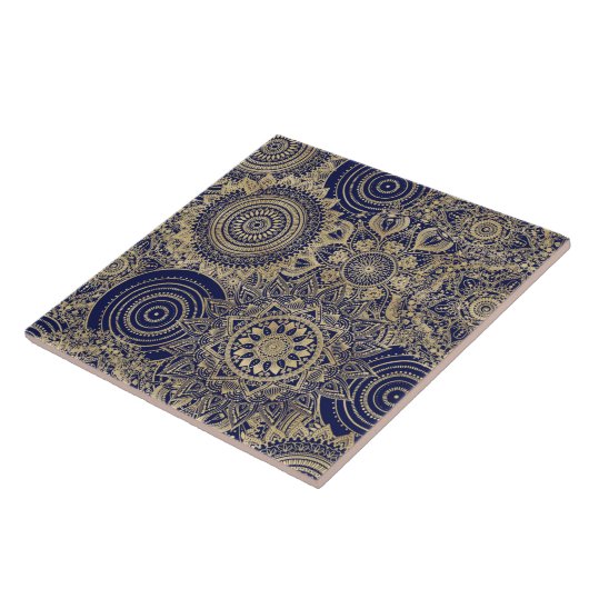 Gold Mandala Collection Blue Design Fliese (Seite)