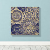 Gold Mandala Collection Blue Design Leinwanddruck (Insitu (Holzboden))