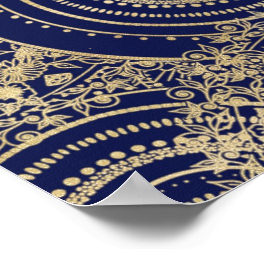 Gold Mandala Collection Blue Design Poster (Ecke)