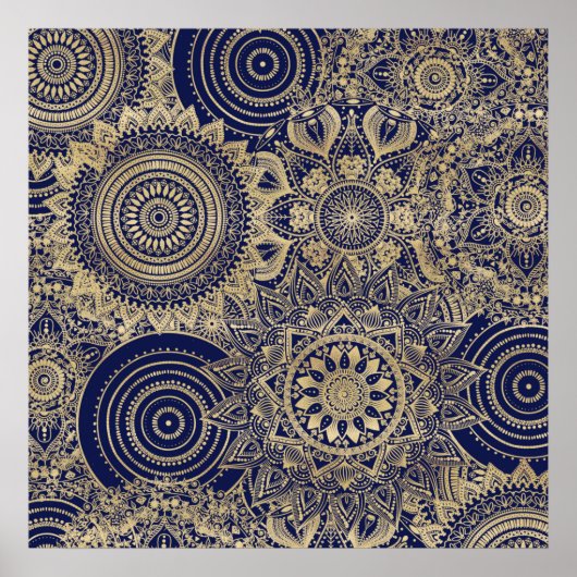 Gold Mandala Collection Blue Design Poster (Vorne)