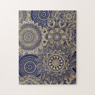 Gold Mandala Collection Blue Design Puzzle