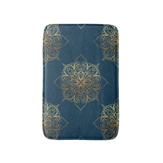 Gold Mandala Damask Muster Badematte (Vorderseite Vertikal)