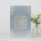 Gold Mandala Damask Muster Briefpapier (Stehend Vorderseite)