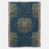 Gold Mandala Damask Muster Decke (Vorderseite Vertikal)