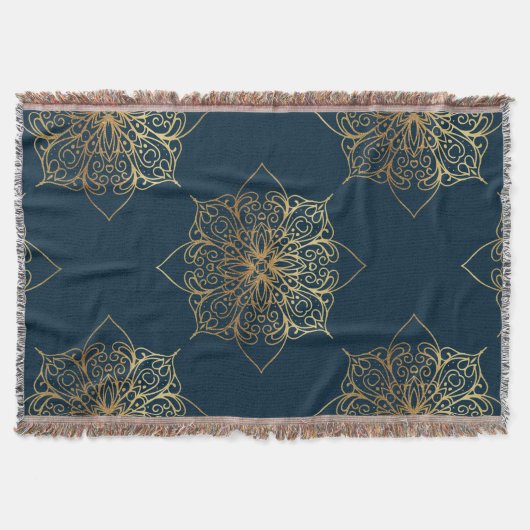 Gold Mandala Damask Muster Decke (Vorderseite)