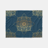 Gold Mandala Damask Muster Fleecedecke (Vorderseite (Horizontal))