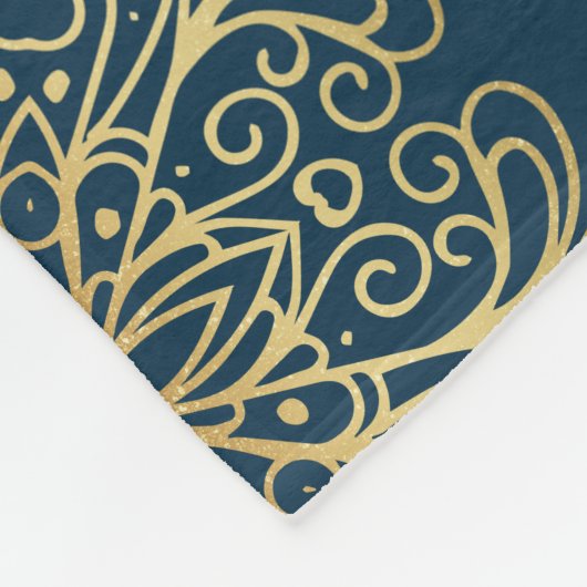 Gold Mandala Damask Muster Fleecedecke (Ecke)