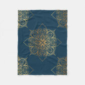 Gold Mandala Damask Muster Fleecedecke (Vorderseite)