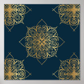 Gold Mandala Damask Muster Foliendrucke (Vorderseite)