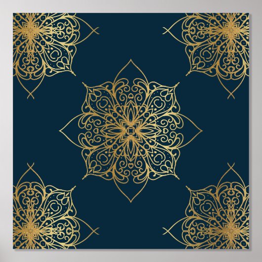 Gold Mandala Damask Muster Foliendrucke (Vorderseite)