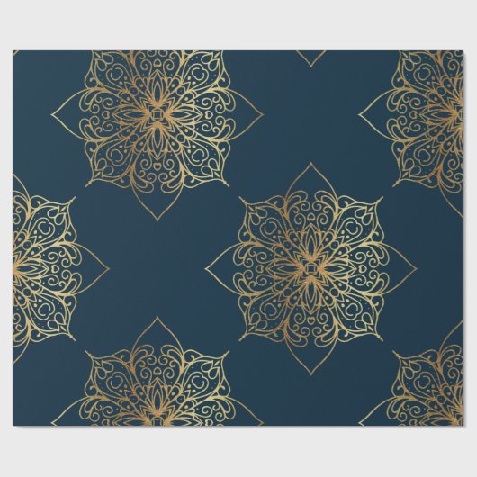 Gold Mandala Damask Muster Geschenkpapier (Flach)