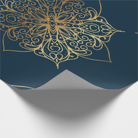 Gold Mandala Damask Muster Geschenkpapier (Ecke)