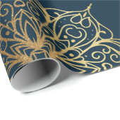 Gold Mandala Damask Muster Geschenkpapier (Rolleneckpunkt)