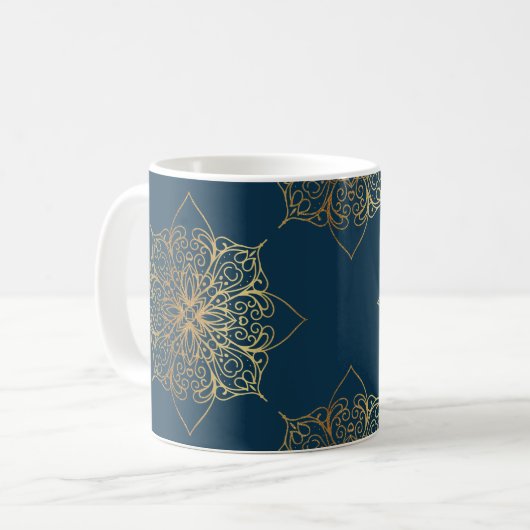Gold Mandala Damask Muster Kaffeetasse (Vorderseite Links)