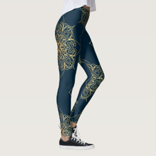 Gold Mandala Damask Muster Leggings
