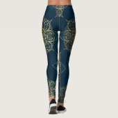 Gold Mandala Damask Muster Leggings (Rückseite)