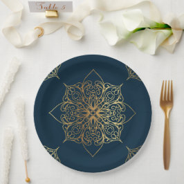 Gold Mandala Damask Muster Pappteller