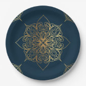 Gold Mandala Damask Muster Pappteller (Vorderseite)
