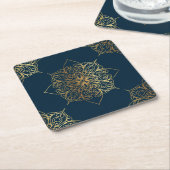 Gold Mandala Damask Muster Rechteckiger Pappuntersetzer (angewinkelt)