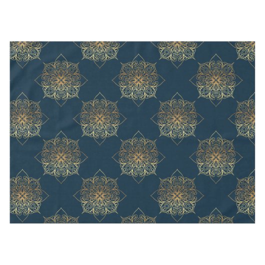 Gold Mandala Damask Muster Tischdecke (Vorderseite (Horizontal))