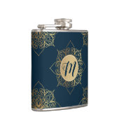 Gold Mandala Damask Muster und Monogram Flachmann (Rechts)