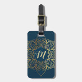Gold Mandala Damask Muster und Monogram Gepäckanhänger (Vorderseite vertikal)