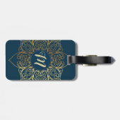 Gold Mandala Damask Muster und Monogram Gepäckanhänger (Rückseite horizontal)