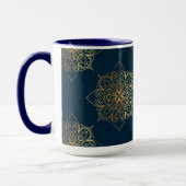 Gold Mandala Damask Muster und Monogram Tasse (Links)