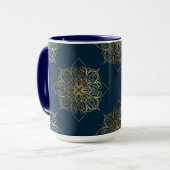 Gold Mandala Damask Muster und Monogram Tasse (Vorderseite Links)