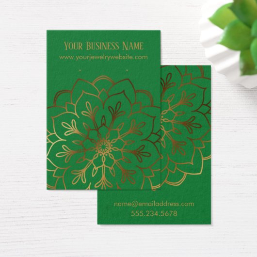 Gold Mandala & Deep Green Earring Holder Display (Schreibtisch)