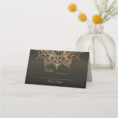Gold Mandala Earthy Brown Bronze Moderner Tischsit Platzkarte (Rückseite)