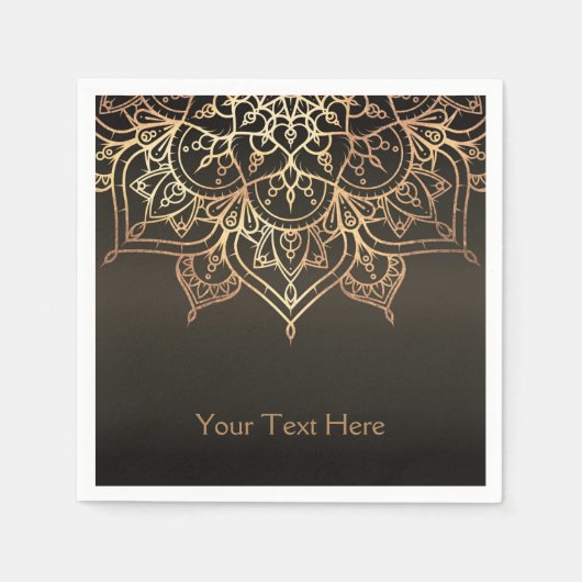 Gold Mandala Earthy Brown Bronze Modernes Party Serviette (Vorderseite)
