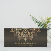 Gold Mandala Earthy Brown Modern Gift Certificate (Stehend Vorderseite)