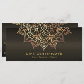 Gold Mandala Earthy Brown Modern Gift Certificate (Vorne/Hinten)