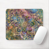 Gold Mandala Farbenfrohe Galaxie Design Floral Boh Mousepad (Mit Mouse)