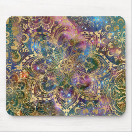 Gold Mandala Farbenfrohe Galaxie Design Floral Boh Mousepad
