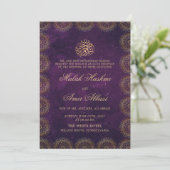Gold Mandala Frame Lila islamische Hochzeit Einladung (Stehend Vorderseite)