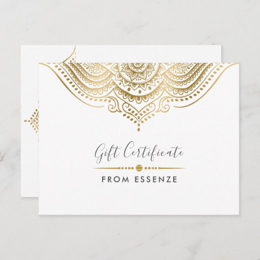 Gold Mandala Geschenkgutachten Design Postkarte (Vorne/Hinten)