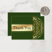 Gold Mandala Green Hintergrund Danke Karte (Vorderseite/Rückseite Beispiel)