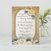 Gold Mandala Hintergrund mit White Roses Einladung (Stehend Vorderseite)