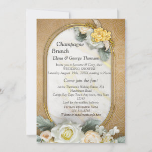 Gold Mandala Hintergrund mit White Roses Einladung