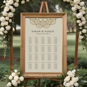 Gold Mandala Hochzeit Sitzordnung Poster