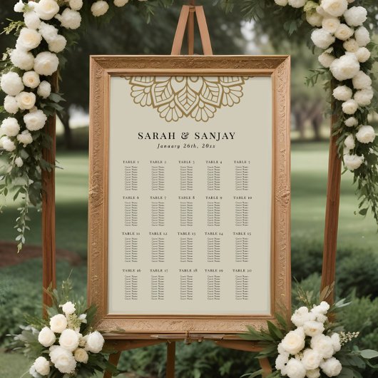 Gold Mandala Hochzeit Sitzordnung Poster