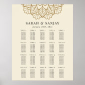 Gold Mandala Hochzeit Sitzordnung Poster (Vorne)