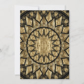 Gold Mandala im Schwarzen Hintergrund Hochzeit Einladung (Rückseite)