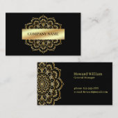 Gold Mandala im Schwarzen Hintergrund Visitenkarte (Vorne/Hinten)