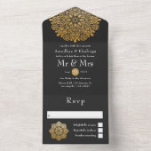 Gold Mandala Indian Wedding All In One Einladung (Innen Boden)