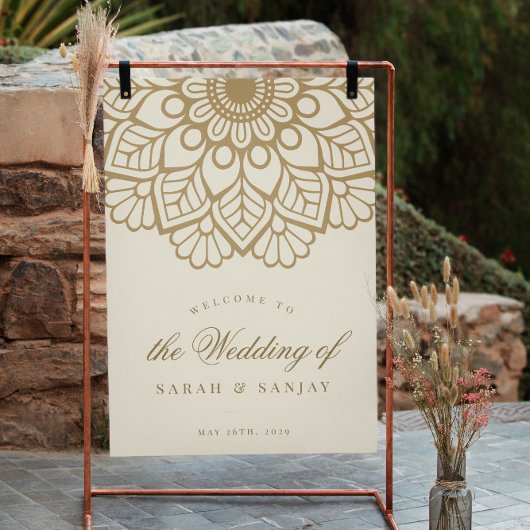 Gold Mandala Indian Wedding Welcome Sign Poster